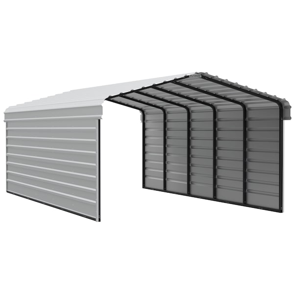 Arrow Storage Products Galvanized Steel Carport, W/ 2-Sided Enclosure, Compact Car Metal Carport Kit, 12'x24'x7', Eggshell CPH122407ECL2 - main